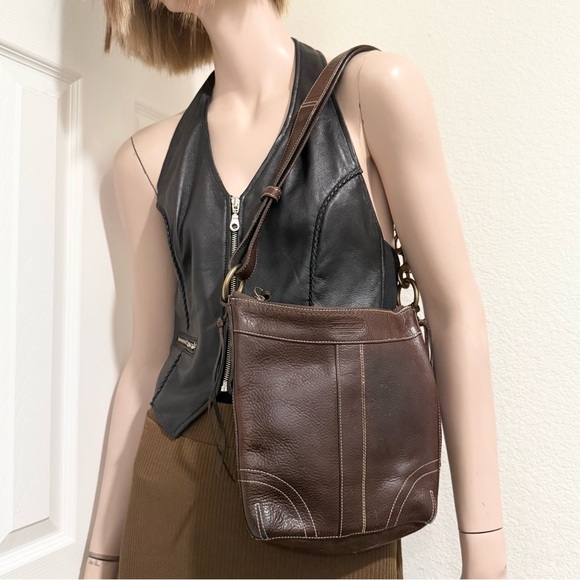 Vintage Y2K COACH 10398 Dark Brown Leather Bleecker Slim Shoulder Crossbody Bag - Picture 6 of 16